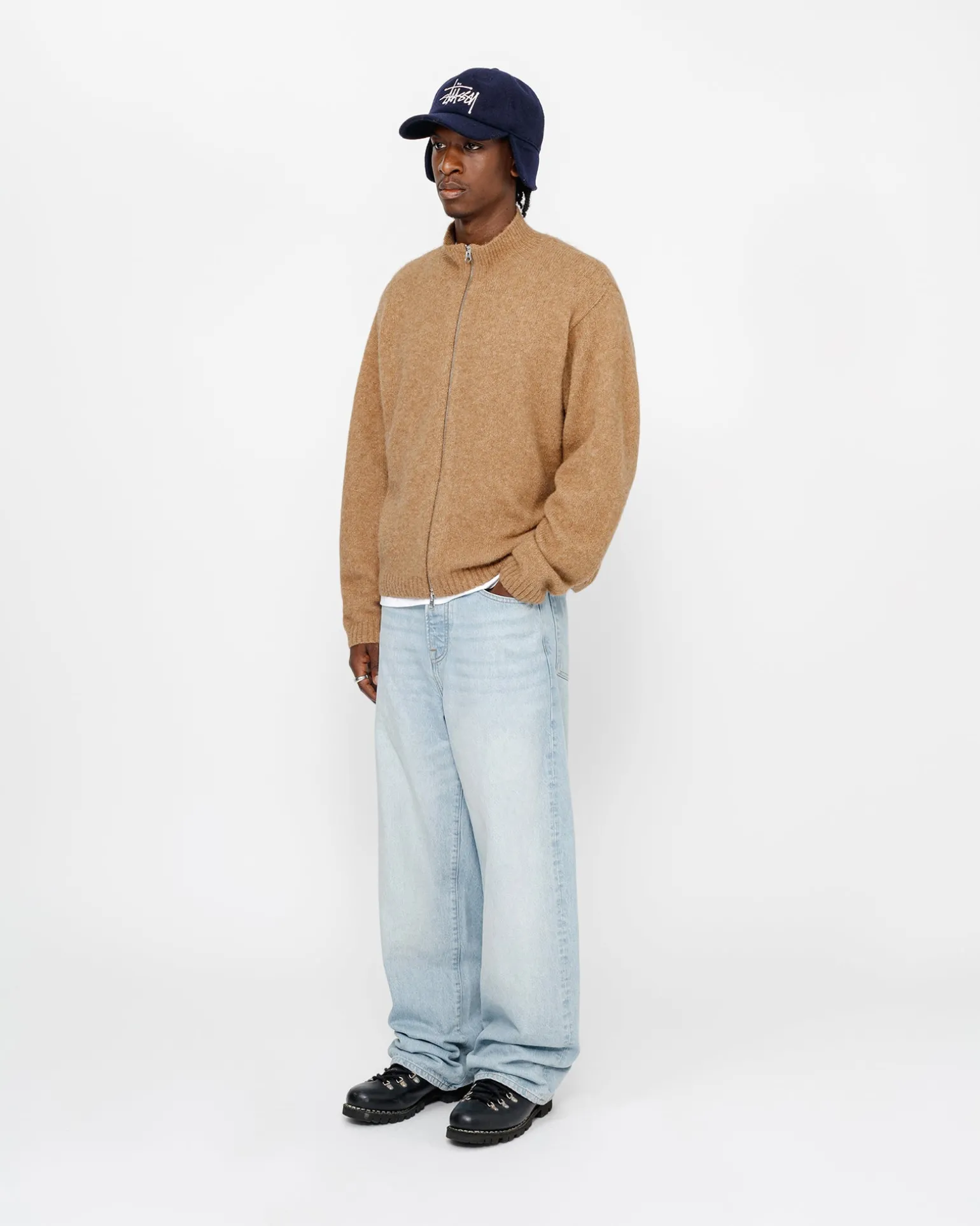 FULL ZIP BRUSHED MERINO SWEATER