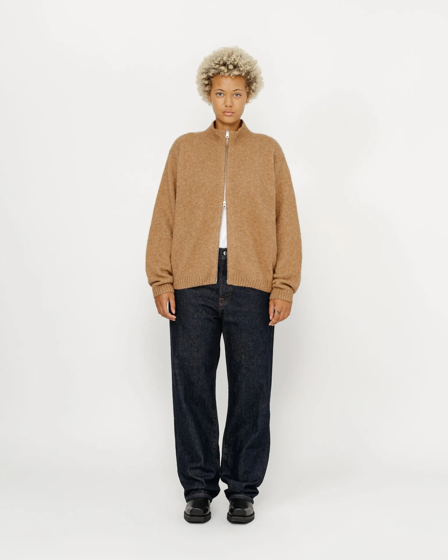 FULL ZIP BRUSHED MERINO SWEATER