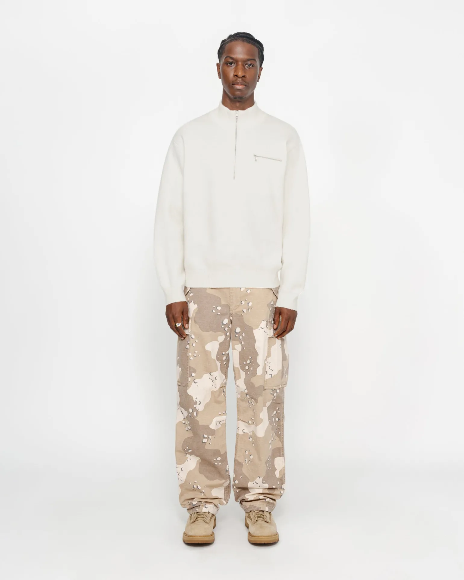 HALF ZIP MOCK NECK SWEATER