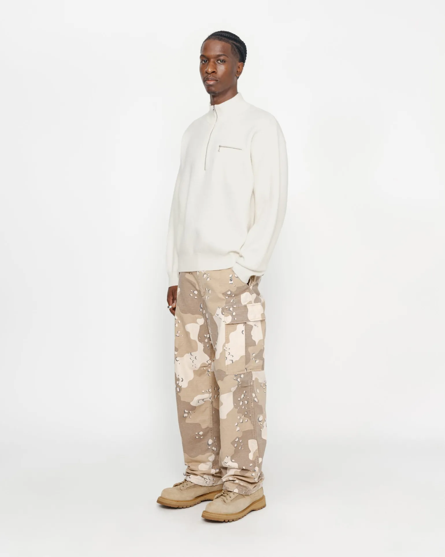 HALF ZIP MOCK NECK SWEATER