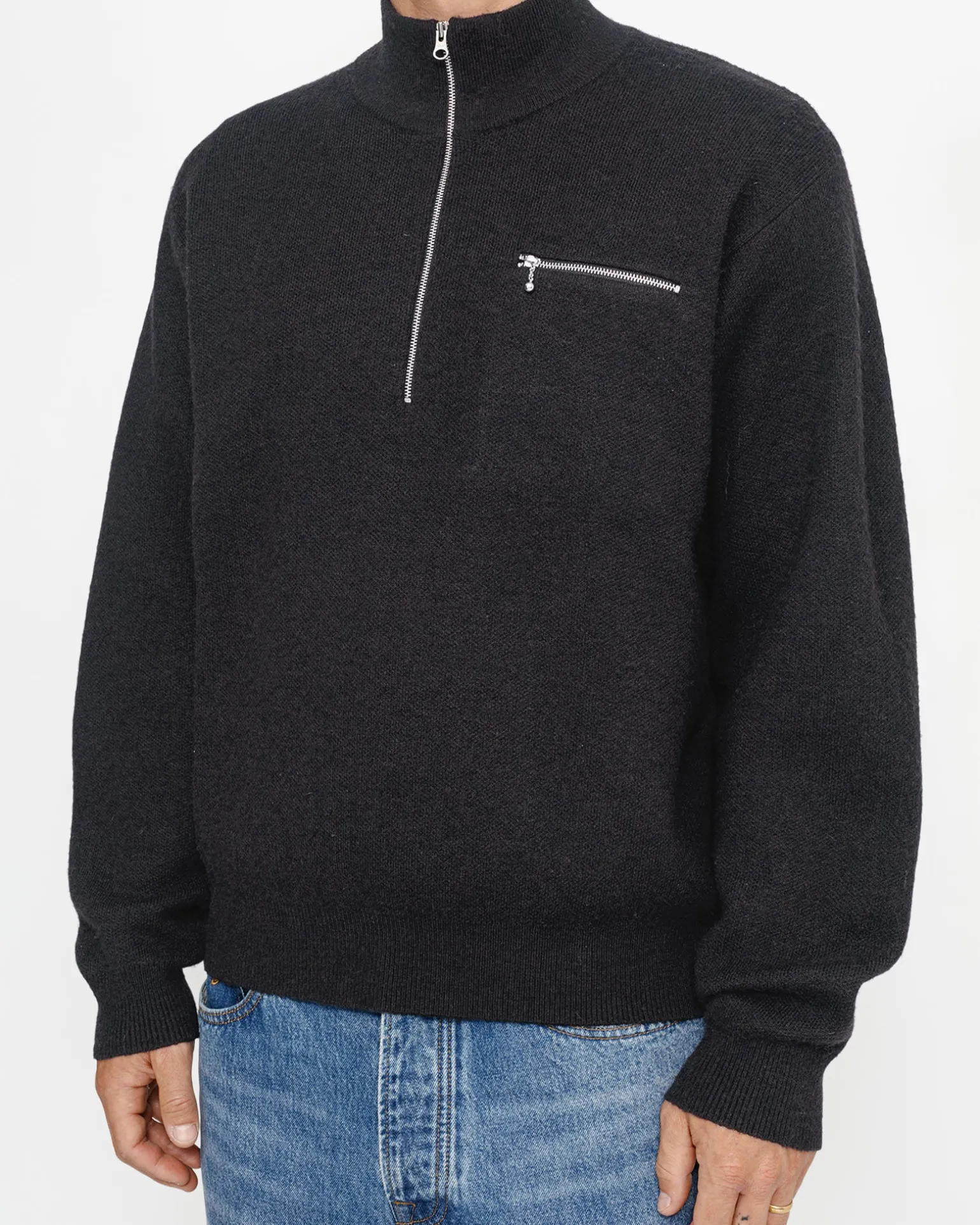 HALF ZIP MOCK NECK SWEATER