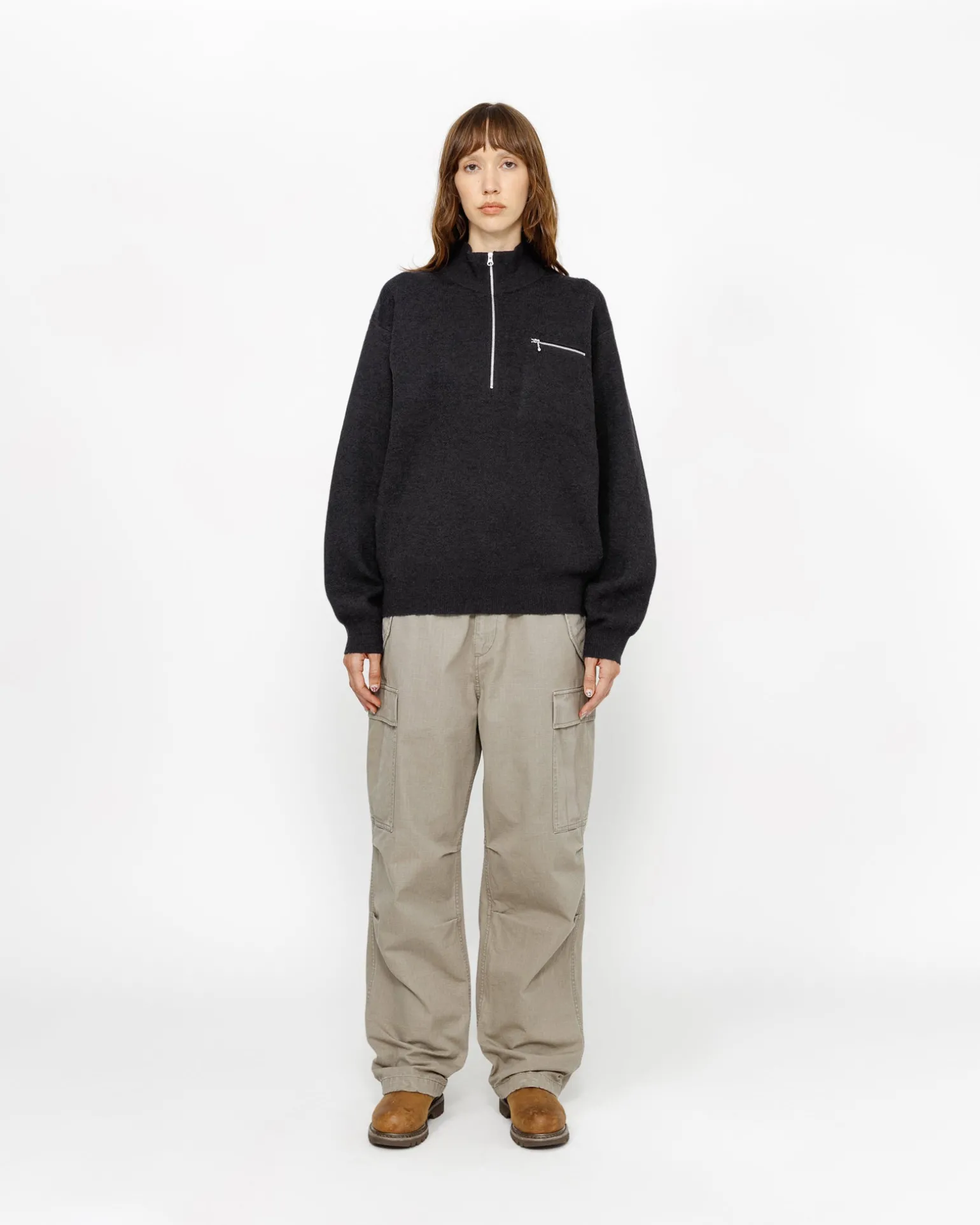 HALF ZIP MOCK NECK SWEATER