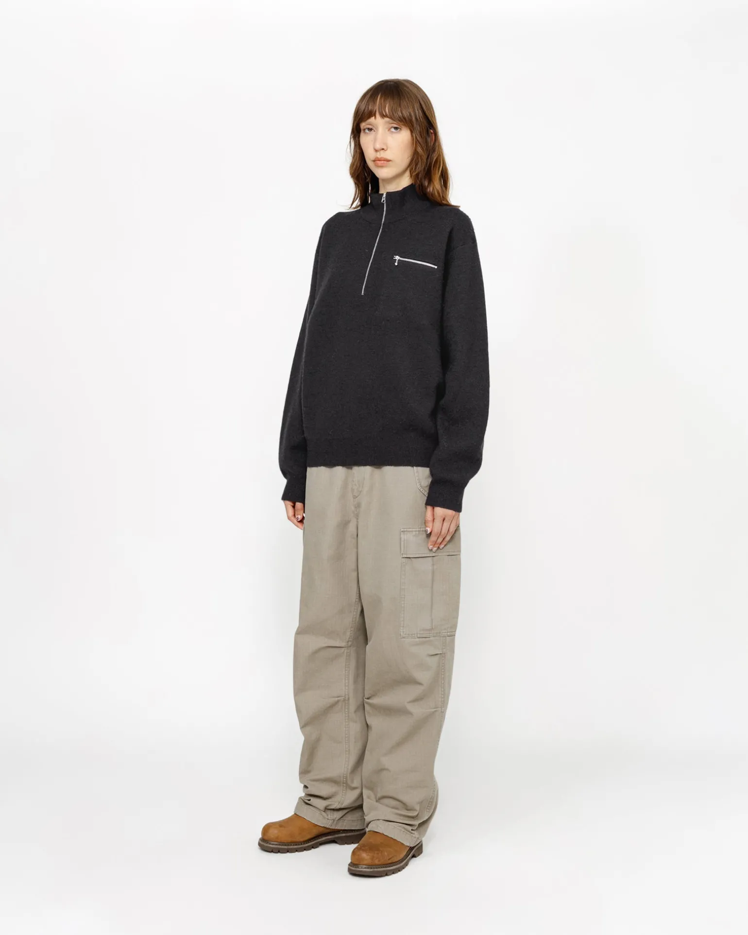 HALF ZIP MOCK NECK SWEATER