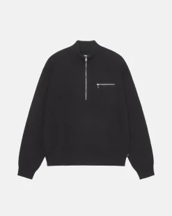 HALF ZIP MOCK NECK SWEATER
