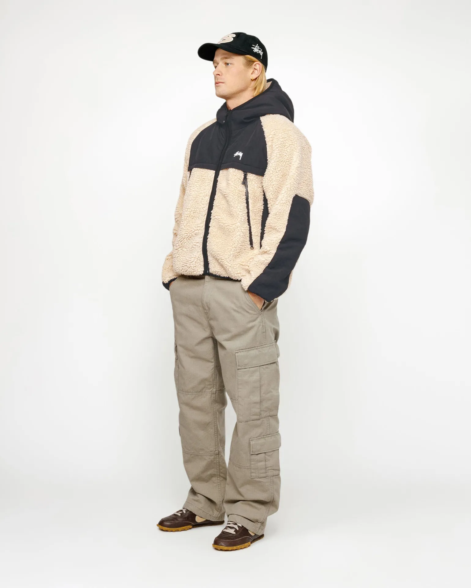 SHERPA PANELED HOODED JACKET