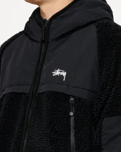 SHERPA PANELED HOODED JACKET