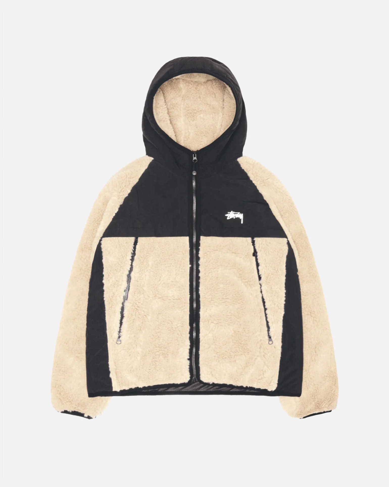 SHERPA PANELED HOODED JACKET