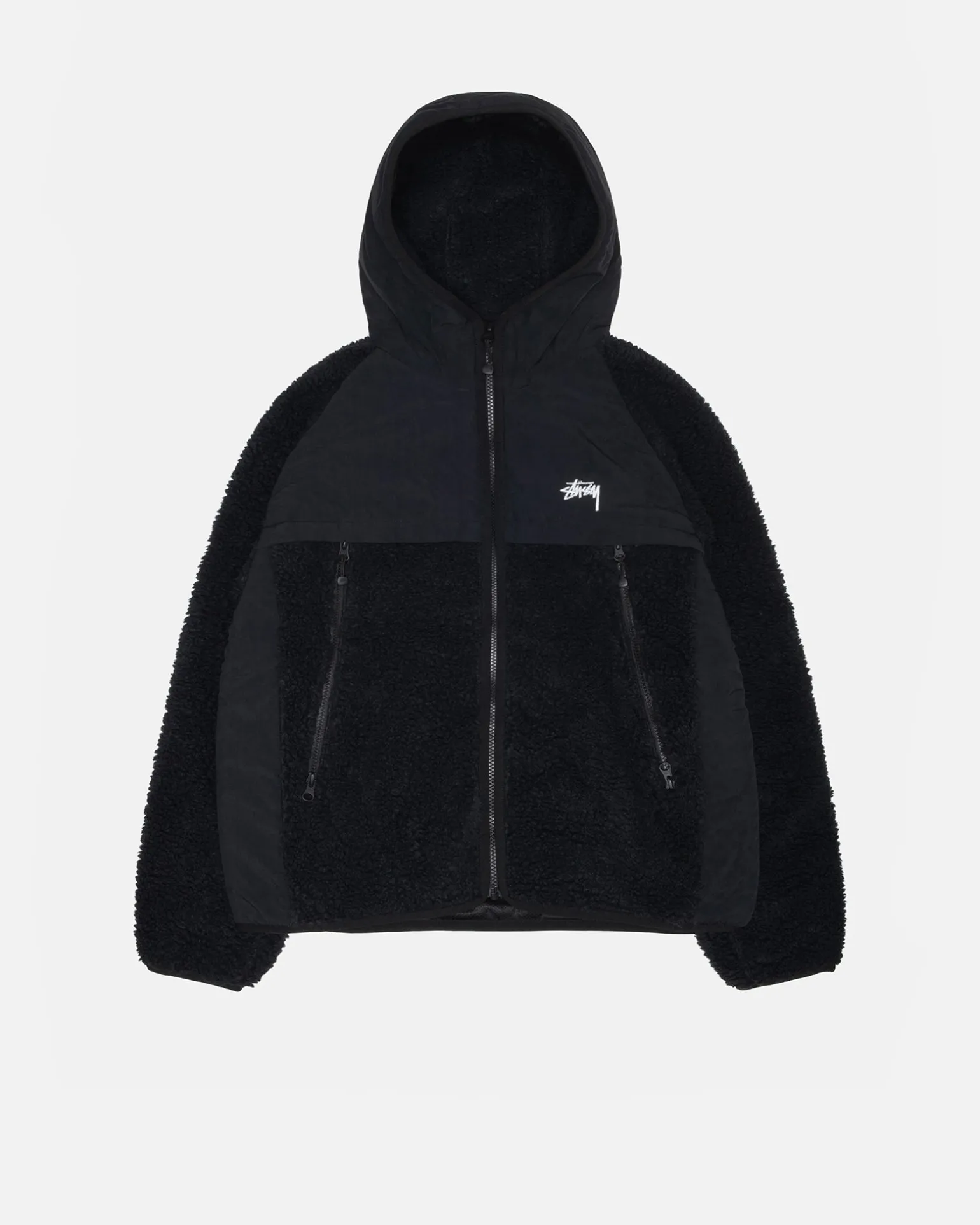 SHERPA PANELED HOODED JACKET