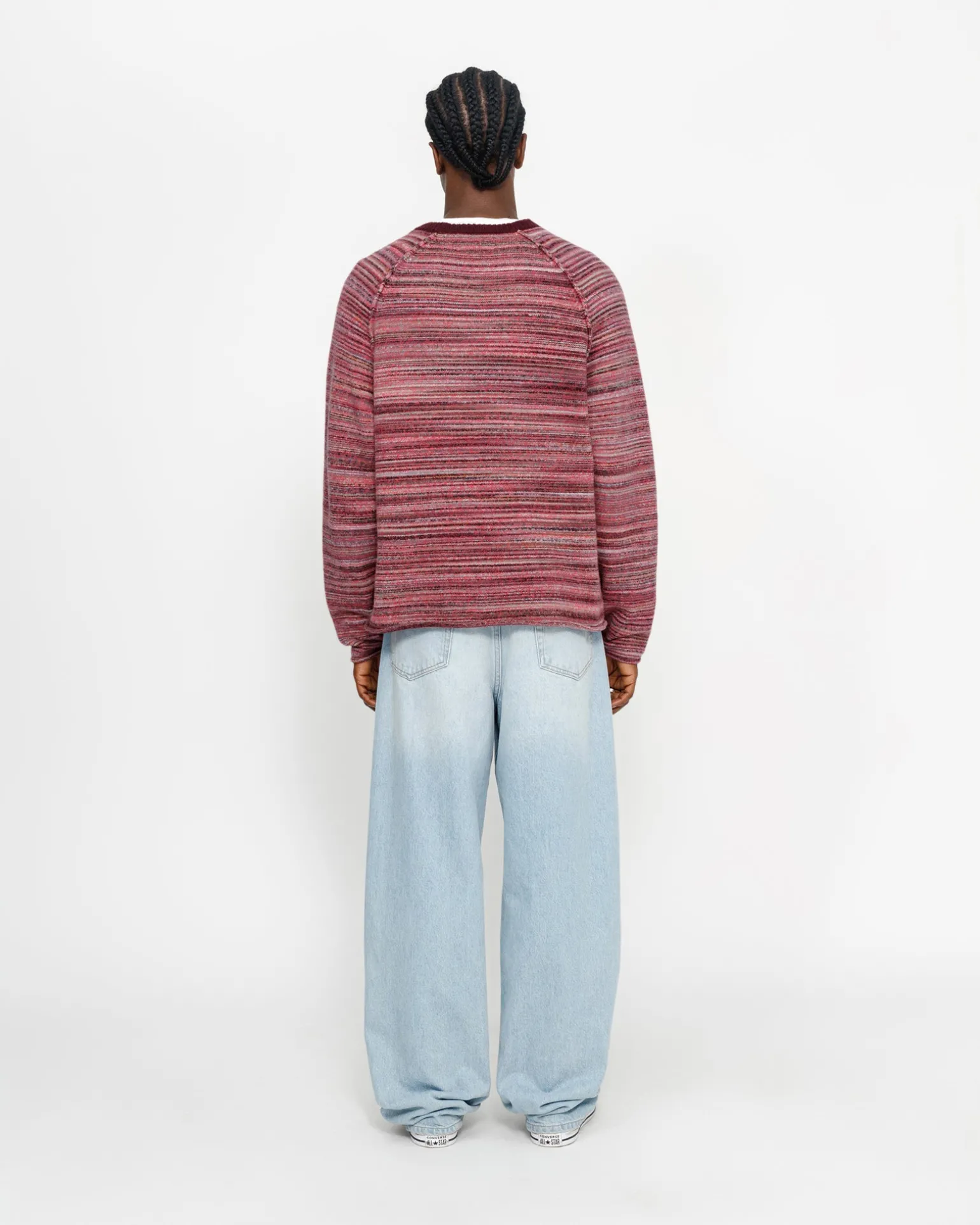 TEXTURED KNIT CONTRAST COLLAR CREW