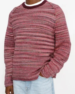 TEXTURED KNIT CONTRAST COLLAR CREW