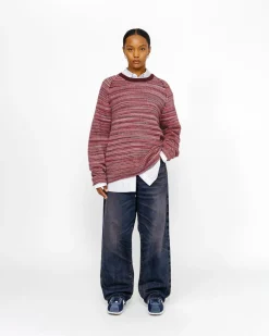 TEXTURED KNIT CONTRAST COLLAR CREW