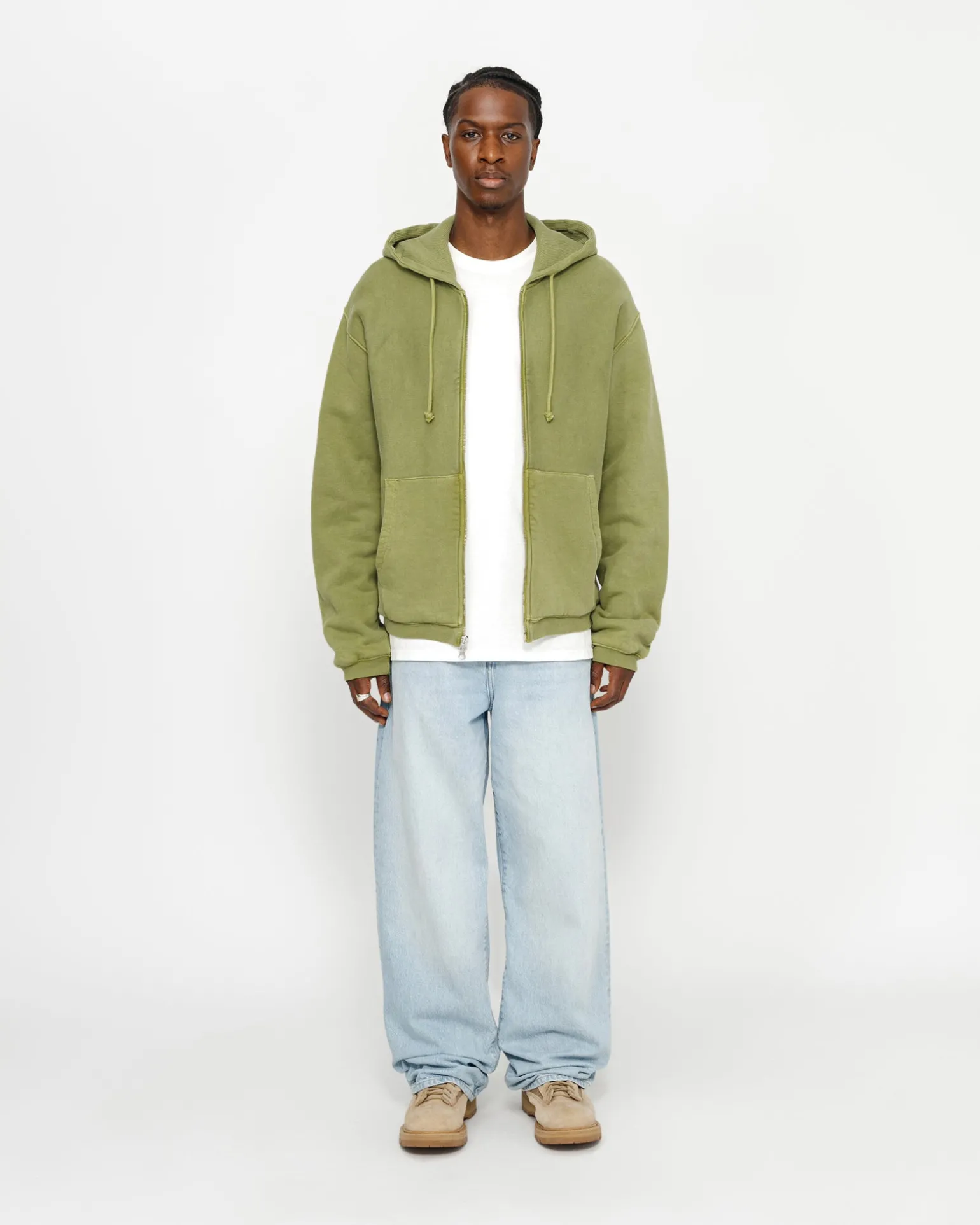 WAFFLE LINED ZIP HOODIE