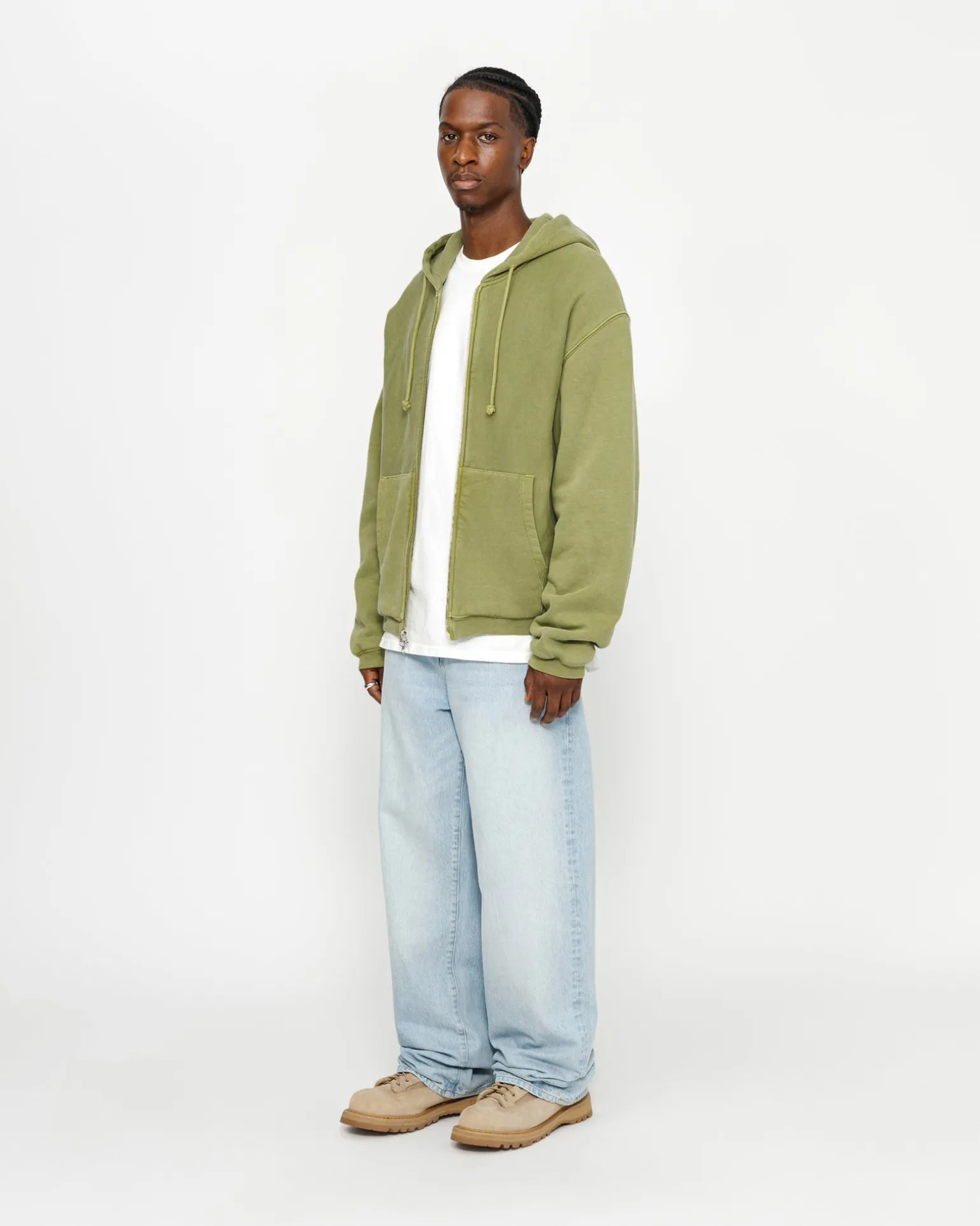 WAFFLE LINED ZIP HOODIE