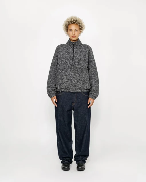 WOOL BLEND SHERPA MOCK NECK