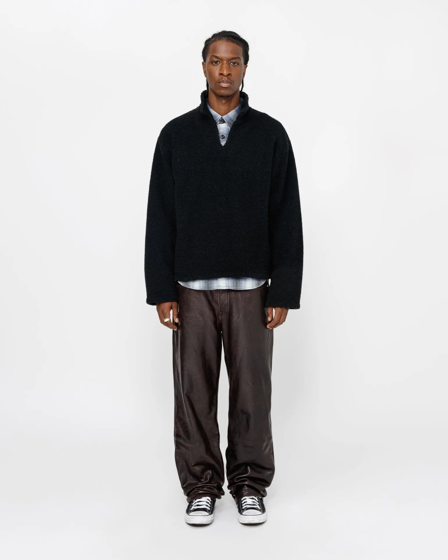 WOOL BLEND SHERPA PULLOVER