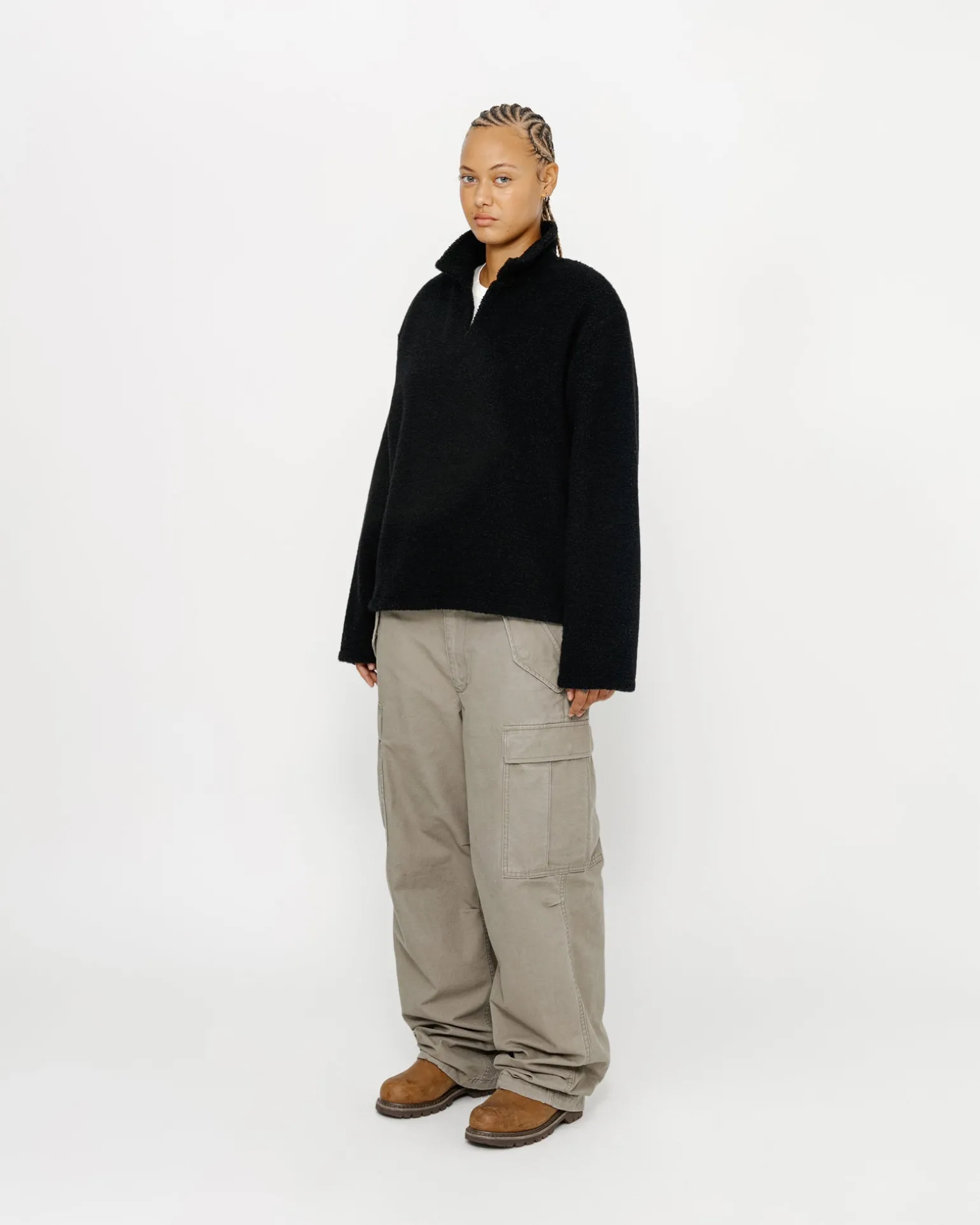 WOOL BLEND SHERPA PULLOVER
