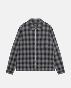 ZIP SHIRT TWISTED YARN PLAID